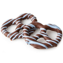 Belgian Chocolate Covered Pretzels with Blue Drizzle - 10CT Box