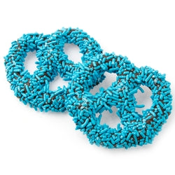 Belgian Chocolate Covered Pretzels with Blue Sprinkles