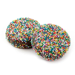 Rainbow Nonpareils Dark Chocolate Coated Sandwich Cookies 1 Dozen