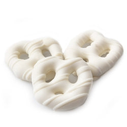 White Chocolate Covered Mini Pretzels with White Drizzle 1LB