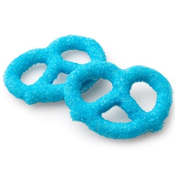 White Chocolate Covered Pretzels with Blue Sugar Crystals 1 Dozen