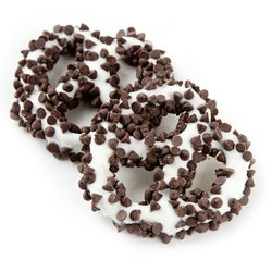 White Chocolate Covered Pretzels with Chocolate Chips