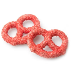 White Chocolate Covered Pretzels with Red Sugar Crystals 1 Dozen